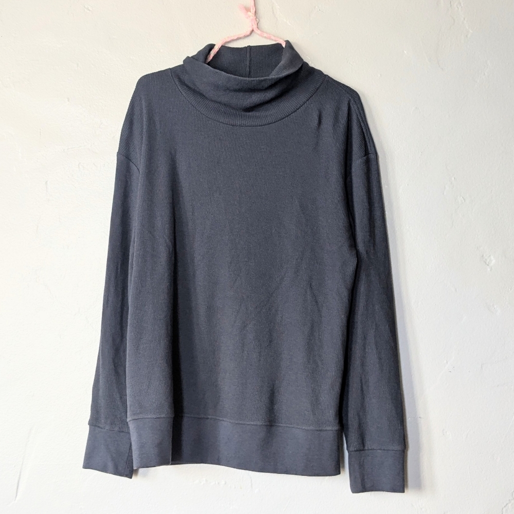 Patagonia Organic Cotton Muskeg Ribbed Turtleneck Sweater - Blue Gray - L Excell